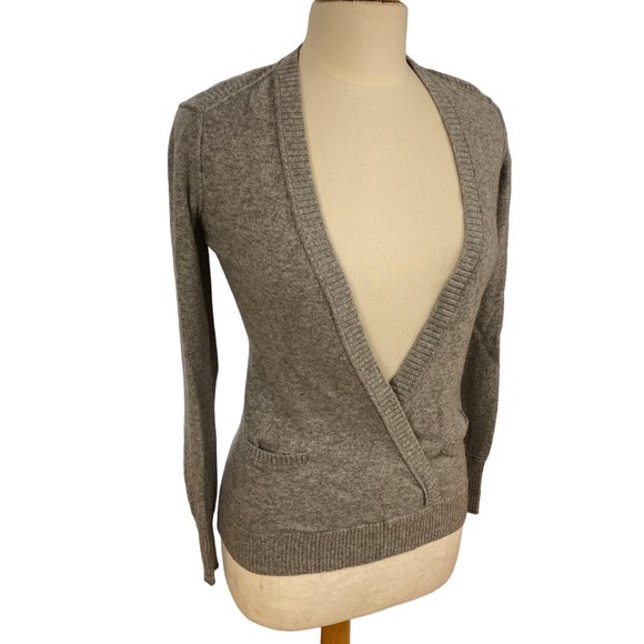 Banana Republic Cashmere Wool Blend Faux Wrap Sweater Balletcore Quiet Luxury-XS - Picture 1 of 13